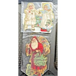 Vtg Trim Trends Victorian Santa And Angels Ornaments Die Cut Christmas (3)